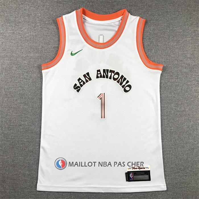 Maillot Enfant San Antonio Spurs Victor Wembanyama NO 1 Ville 2023-24 Blanc